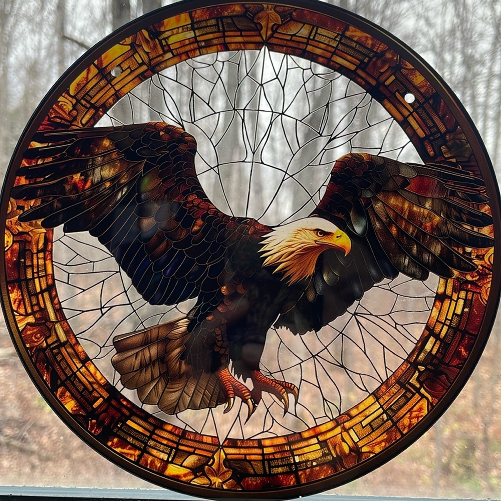 Suncatcher Acrylic Eagle Bird 8” Gift Decorative Faux Stained Glass